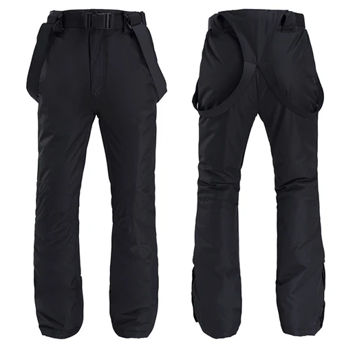 Зимние лыжные штаны для мужчин и женщин, для улицы, высокое качество, ветронепроницаемые, водонепроницаемые, теплые, пара, зимние брюки, зимние лыжные штаны для сноуборда - Цвет: Черный