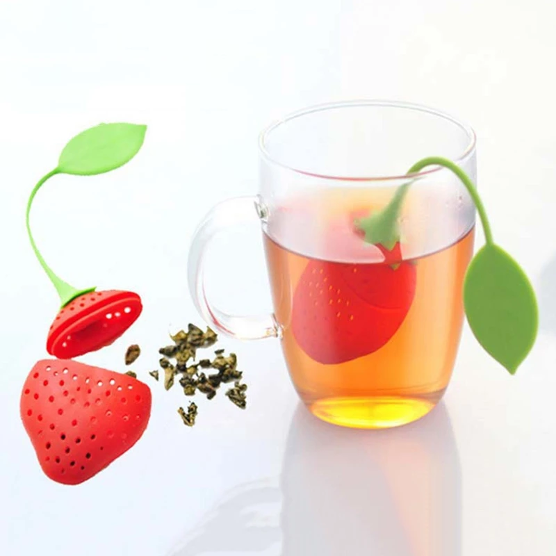 Sale-Tea Infusers Kitchen Supplies Tea Strainer Non-toxic Strawberry Shape Silicone Infuser Bag Teapot Accessory | Дом и сад