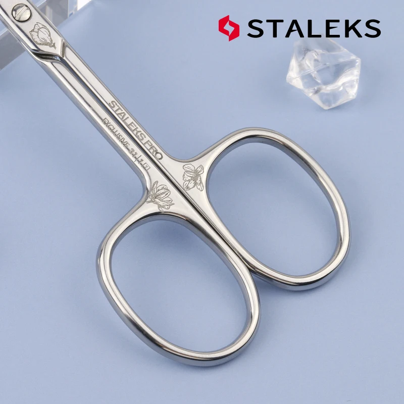 1pc STALEKS SX-31-1z Stainless Steel Dead Skin Olecranon Scissors Eyebrow Scissors Magnolia Pattern Exfoliating Makeup Tools 4