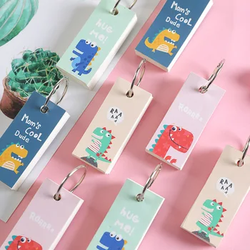 

Cartoon Mini Dinosaur Notebook Cute Ring Buckle Blank Word Book Card Tearable Notepads Stationery gift memo pad school supply