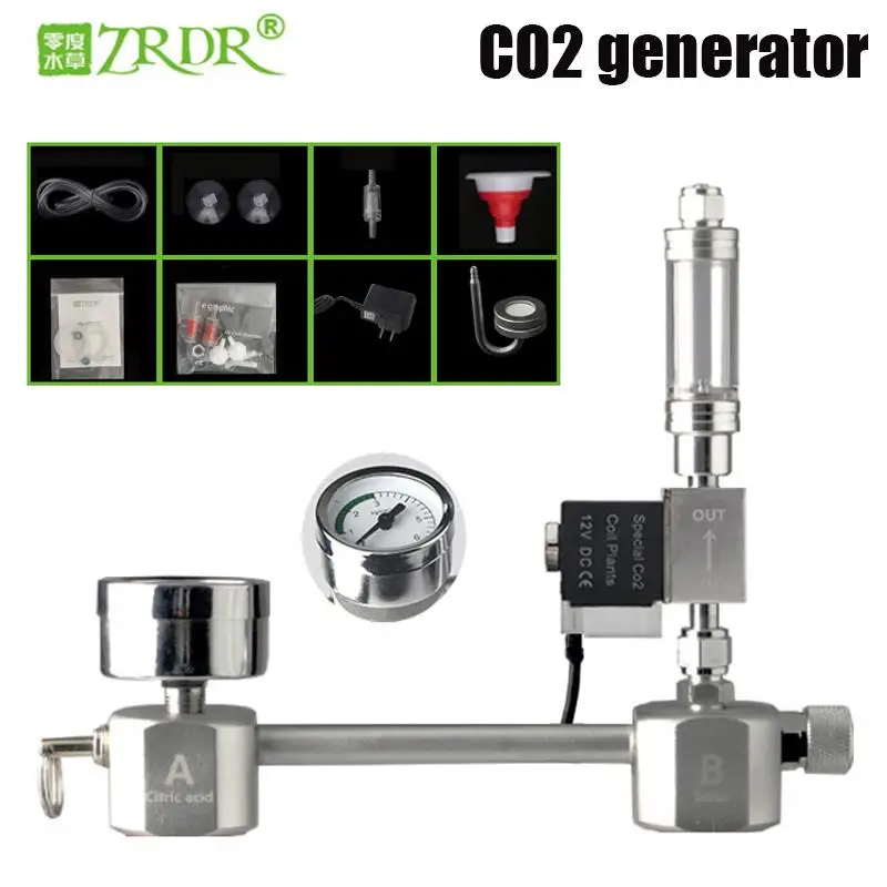 ZRDR Aquarium DIY CO2 generator system kit CO2 generator bubble counter diffuser with solenoid valveFor / Aquatic plant growth
