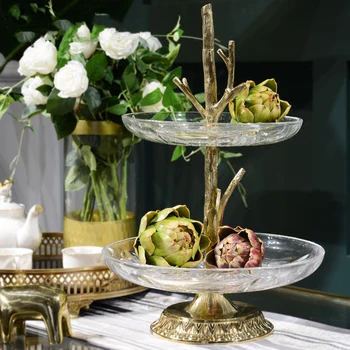 

Modern Gold Brass Tree Branch Fruit Tray Living Room Creative Dining Table Glass Fruit Tray Storage Tray Home Decor Ornament