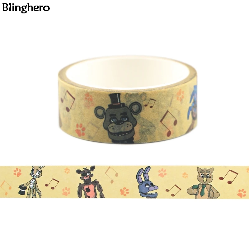 Лента Клейкая Blinghero 15 мм x 5 м с медведем из мультфильма ужасы Маскировочная лента