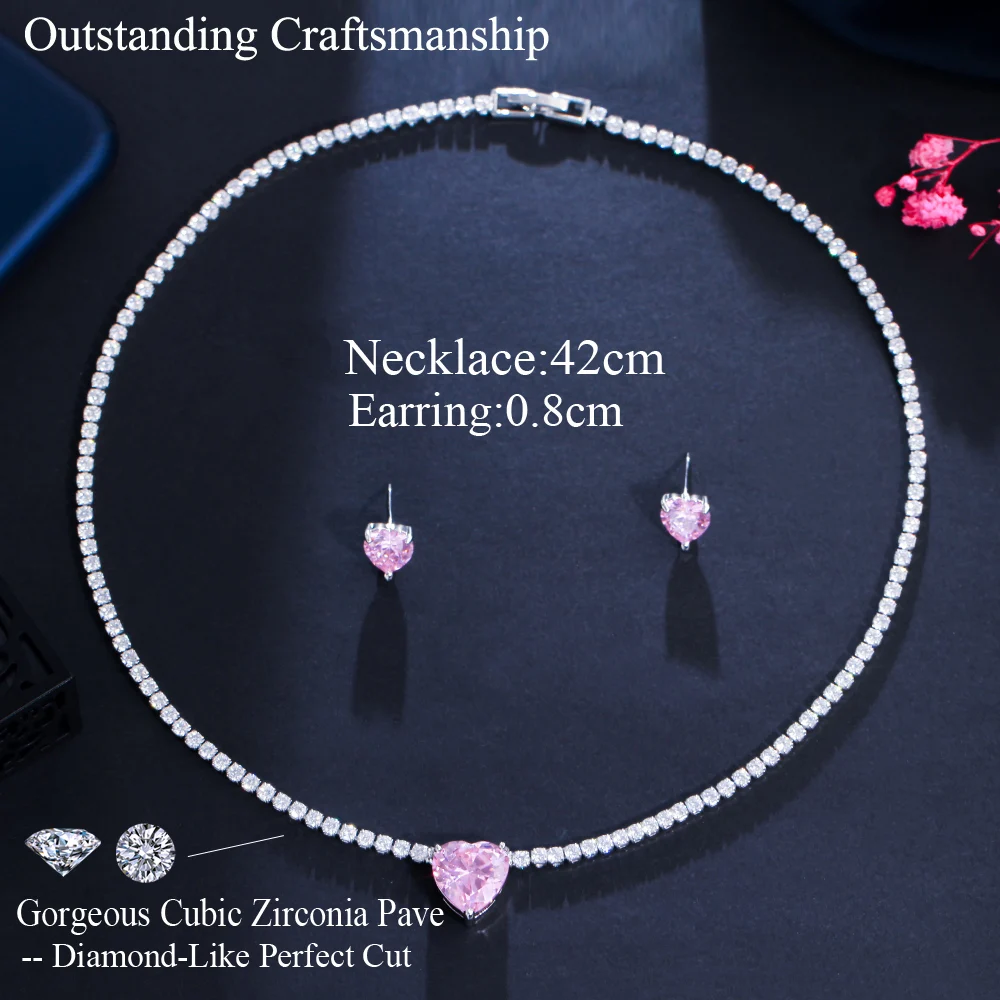 CWWZircons Cute Romantic Love Heart Shape Pink Cubic Zirconia