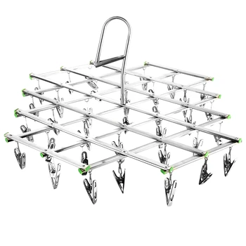

Drying Stainless Clothes Rack Windproof Hanger Folding Steel Pegs Clip Hook for Socks Underwear Gloves