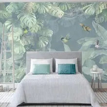 Пользовательские 3D Настенные обои скандинавские винтажные ручной росписью тропические растения ТВ фон настенная декоративная живопись