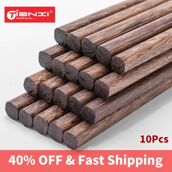 

TIANXI 10 Pair Reusable Japanese Chopsticks Handmade Bamboo Natural Wood Chinese Chopsticks Tableware Gift Kitchen Tools