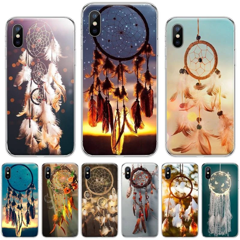 phone cases for iphone 7 Dream Catcher Good Luck Feather Phone Case For iphone 12 5 5s 5c se 6 6s 7 8 plus x xs xr 11 pro max iphone 8 plus leather case