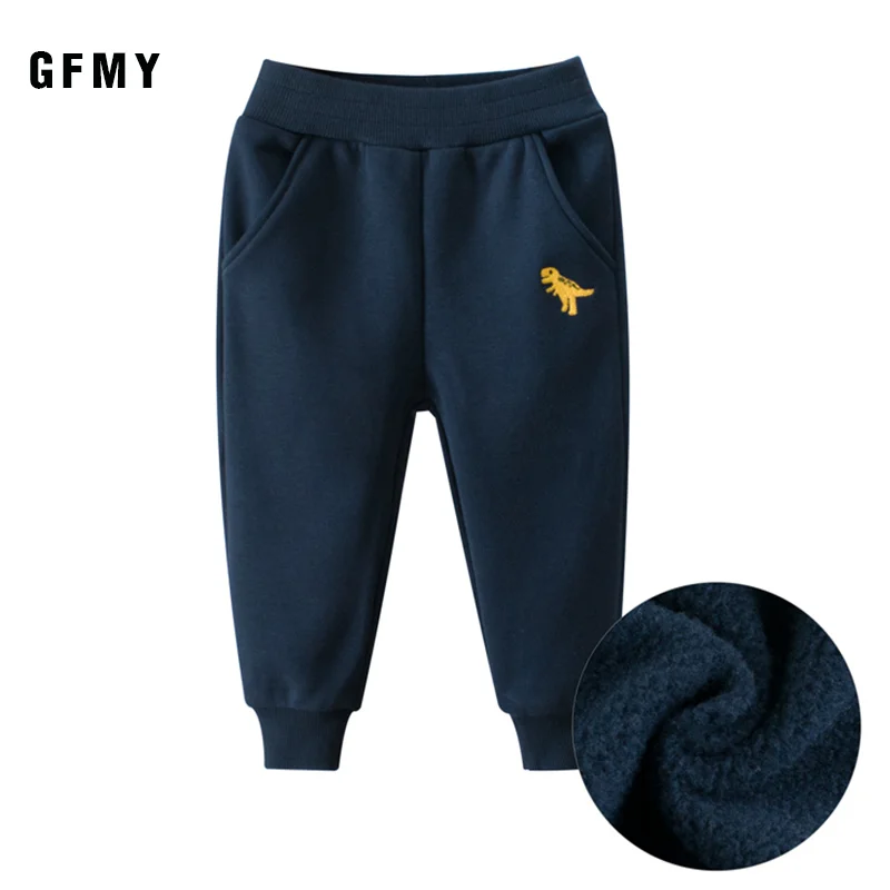 GFMY/ спортивные штаны; Новинка; повседневные однотонные длинные детские штаны с вышитым инженерным автомобилем и карманами; уличная одежда; Штаны для мальчиков 24 месяца - Цвет: navy