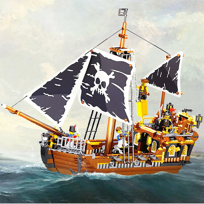 Новая модель QL1800 Pieares Pirate kingdom god of wind совместимая лодка строительные блоки