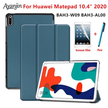 

Case For Huawei Matepad 10.4 2020 BAH3-W09 BAH3-AL00 cover Folding PU Leather Cover for Huawei MatePad 10.4 2020 Case+Film+Pen