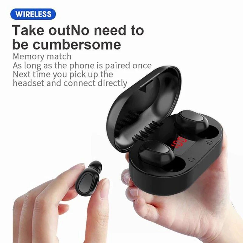TWS Bluetooth Earphone With Microphone LED Display Wireless Bluetooth Earbuds Earphones Waterproof Noise Cancelling Headsets