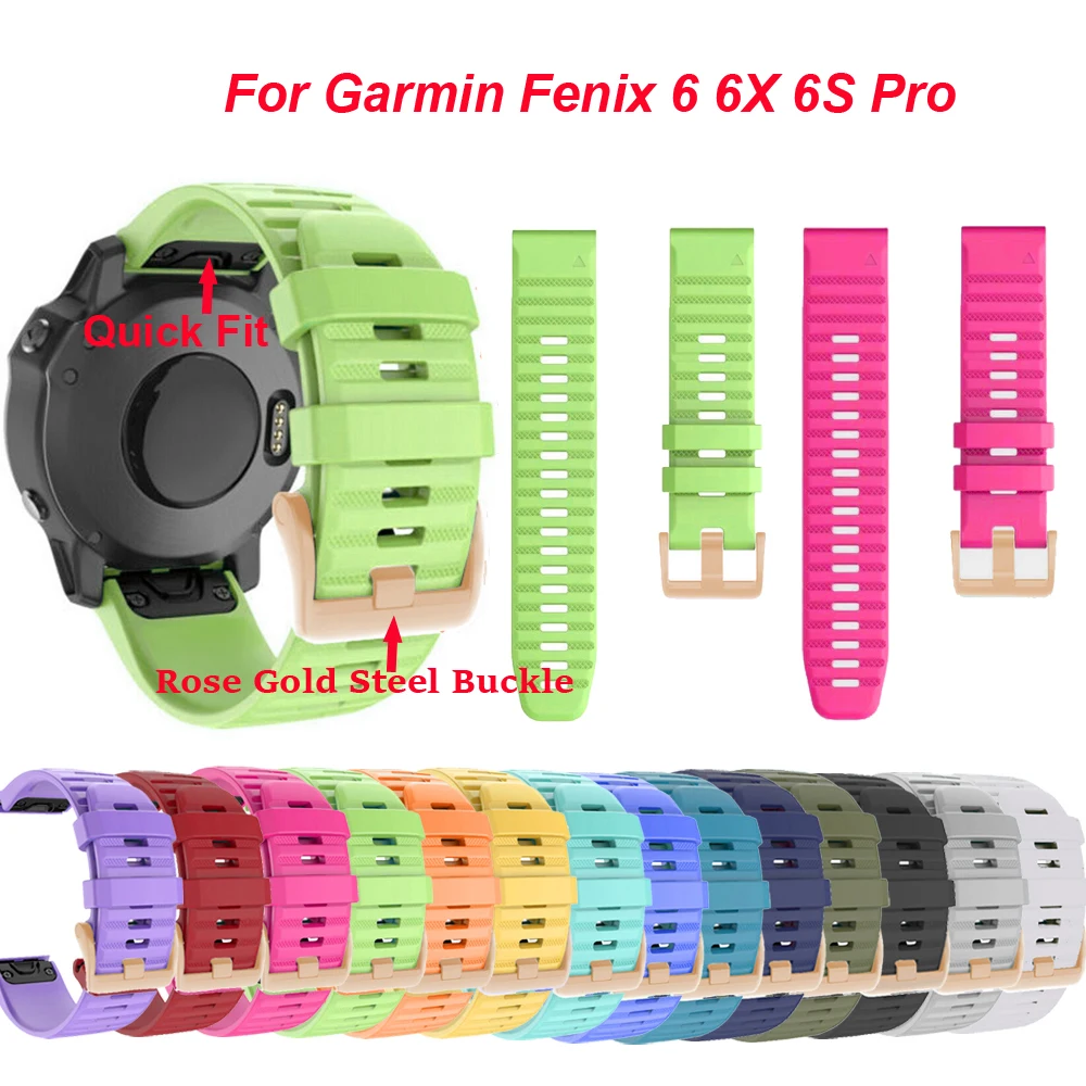 Ремешок для часов 26 22 20 мм Garmin Fenix 5X6X6 5 5S Plus 3 3HR 6S Pro Watch Quick Release силиконовый ремешок