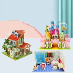Novo colorido 3d puzzle casa papel montar brinquedo crianças criativo quebra cabeça educação precoce diy modelo presente por atacado para o miúdo