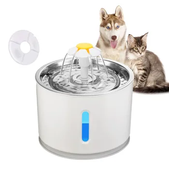 

2.4L Automatic Pet Cat Water Fountain LED Light USB Dog Drinker Feeder Pet Drinking Bowl Dispenser with 1 Charcoal Filter 1 Pump
