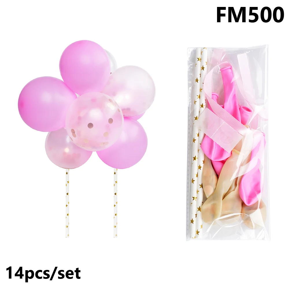 FM500 14 шт./компл. 5 дюймов воздушные шары торт Топпер День Рождения украшения Дети шар цвета розового золота Caketopper Baby Shower Свадьба Decora - Цвет: FM500