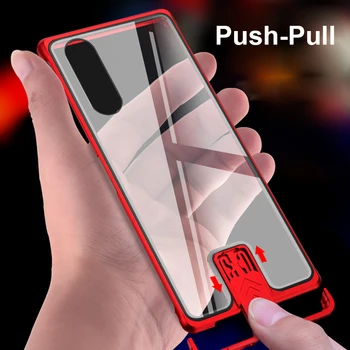 

Nohon Luxury Metal Frame Tempered Glass Phone Case for Sony Xperia 5 Frameless Push-Pull Coque For Xperia5 Funda Shell Cover