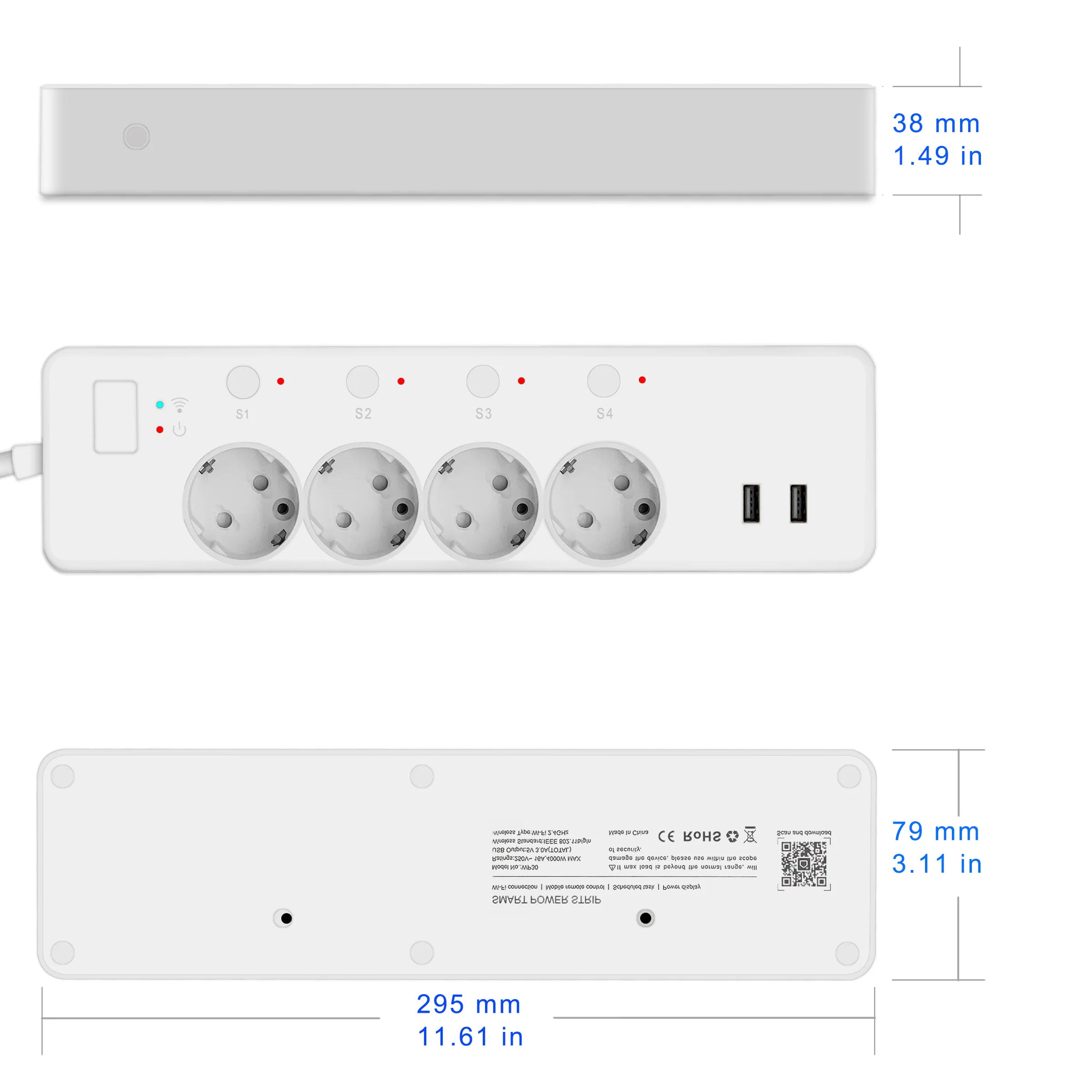 Wifi умная силовая полоса Tuya Smart 4 EU розетка 2 USB порт монитор питания умный дом пульт дистанционного управления приложение/голос работает с Alexa