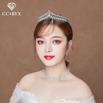 

CC Tiaras And Crowns Hiarbands Wedding Hair Accessories For Bride Princess Pearl Cubic Zircon Party Exquisite Hairwear HG1165