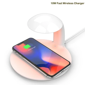 

Wireless Charging Dock 10W Little Swan Night Light Fast Charger for Huawei iPhone Samsung Mobile Phone Holder Bookshelf Ornament