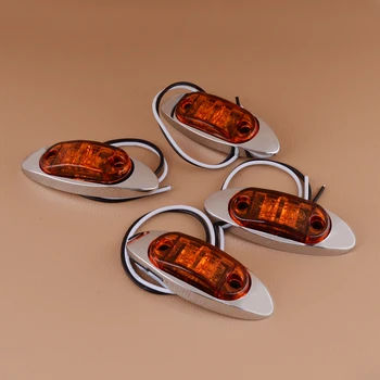

4pcs 2.5" 2 Diode Amber Side Fender Marker Indicator Clearance Surface Mount Light w/ Silver Cover for Universal Trailer Truck