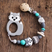 Лисичка соска зажимы Поддельные пустышки зажим дерево силикон Бисфенол А-бесплатно подарок для ребенка индивидуальные бусины