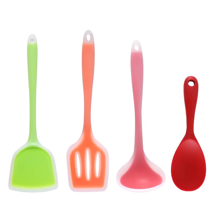 4pcs Silicone Kitchen Cooking Tools Silicone Utensils Set Spatula Soup Spoon Non-stick Shovel