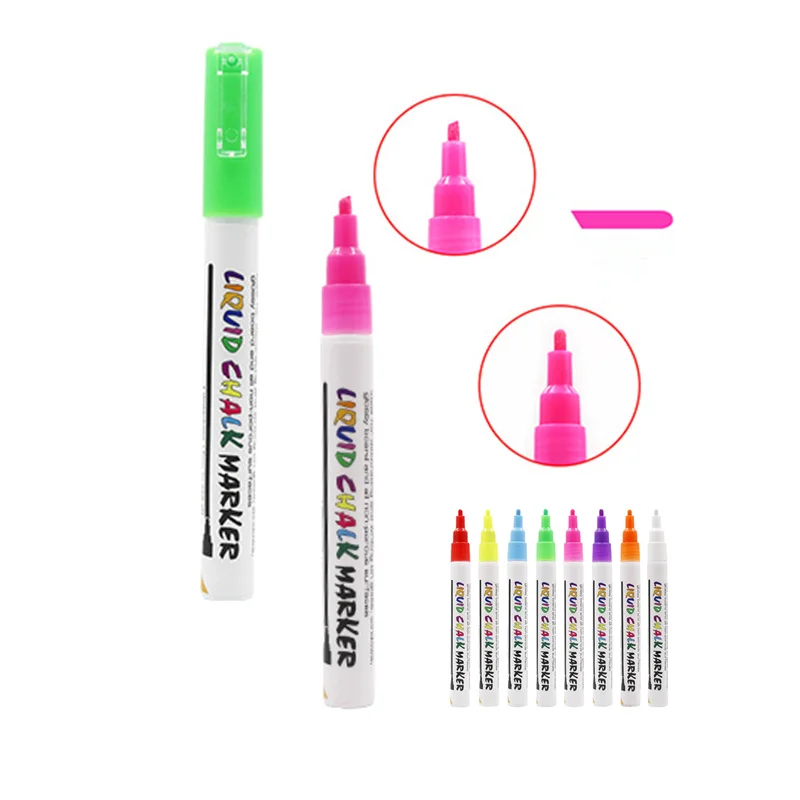 3mm Liquid Chalk Marker for Chalkboard ,glass, windows, All Non-porous Surface Erasable Water-Based Non-Toxic 1set erasable white liquid chalk pen marker for glass windows chalkboard