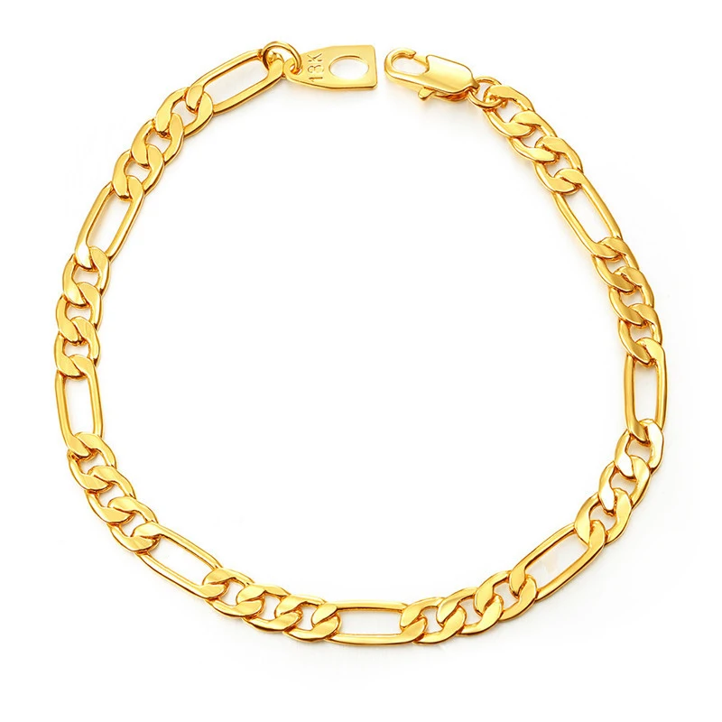

new Gold Filled Figaro Chain & Link Chain Bracelet for Men Women 5MM Wide Chain Bracelet Bangle Male Fashion Hip Hop Jewelry
