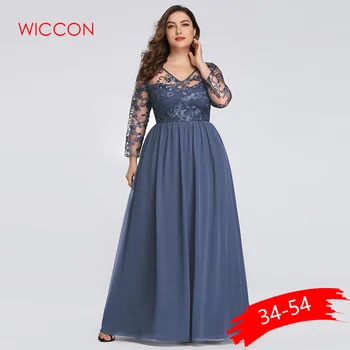 

Sexy Long Sleeve Party Dresses 2019 New Women's Cheap Lace Appliques V-neck Formal Elegant Party Dresses