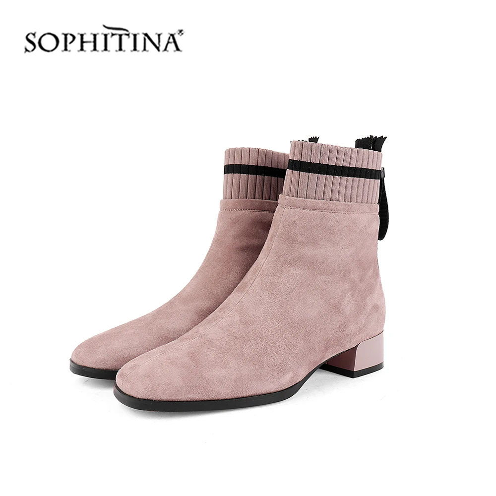SOPHITIN/новые женские ботинки; высококачественные замшевые Модные Разноцветные удобные ботинки на квадратном каблуке; новые ботинки ручной работы; C525