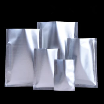 

100Pcs Matte Silver Aluminum Foil Food Vacuum Packing Pouches Tear Notch Open Top Heat Seal Snack Nuts Tea Storage Bags