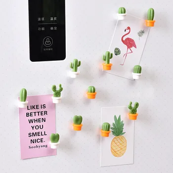

Cactus Fridge Magnet Cute Mini Magnetic-absorbing Message Sticker Fixed Buckle Iron-absorbing Decorative Accessories 6pcs