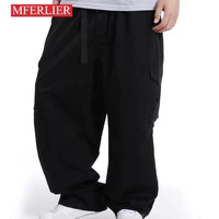 MFERLIER Loose Spring Summer Cargo Pants Men 5XL 6XL 7XL Plus Size Pants 4 Colors 1