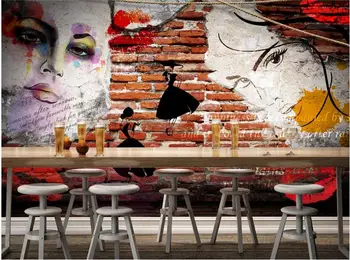 

Customized retro nostalgic European and American style trend girl tooling background wallpaper mural