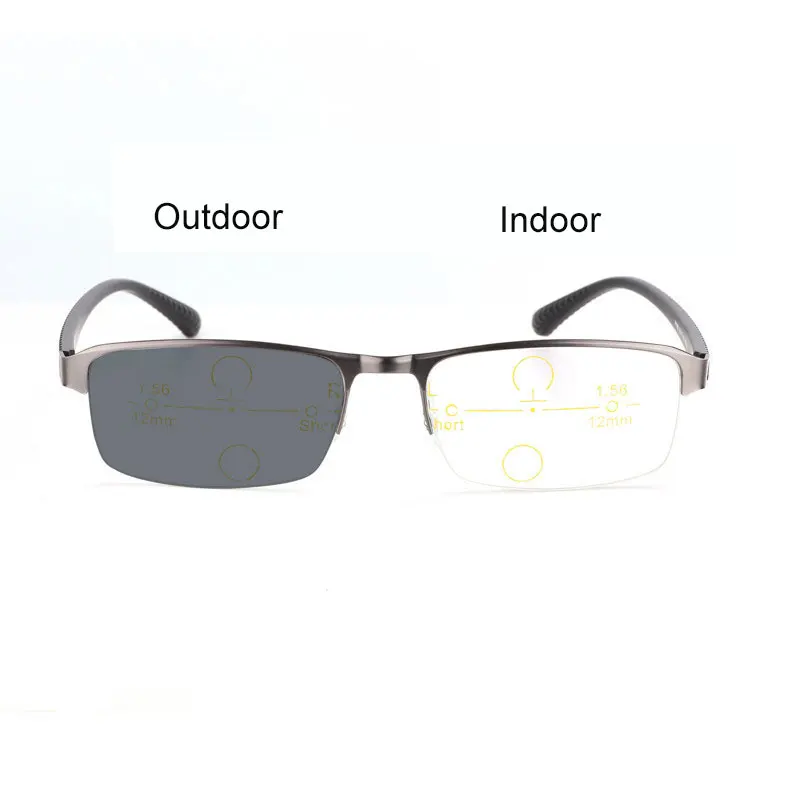 

Men Reading Glasses Far And Near Dual-use Double Light Change Color Progressive Multi-focal Eyewear Prescription Eyeglasses