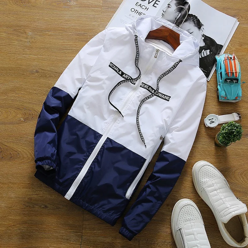 

Couples Hooded Sun Protection Clothing Jacket Cardigan Large Size Students Business Attire Teenager Fashion Man