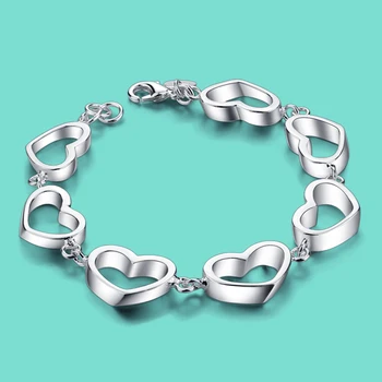 

New Girl 925 sterling silver bracelet heart design solid silver bracelet girl cute jewelry silver bracelet birthday present