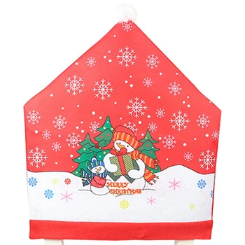 

6Pcs Christmas Ornaments Chair Cover Dinner Dining Table Santa Claus Snowflake Snowman Red Cap Ornament Chair Back Covers Decor