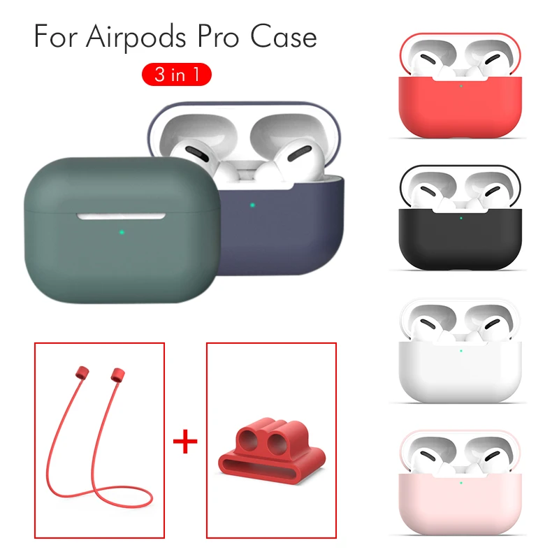 3 в 1 Мягкий силиконовый чехол для наушников Apple Airpods Pro Air Pods Airpodspro Bluetooth аксессуары