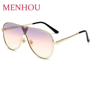 

2020 Pilot Oversized Luxury Sunglasses Woman Fashion Brand Vintage Gradient Sunglass Female Trend metal frame glasses UV400