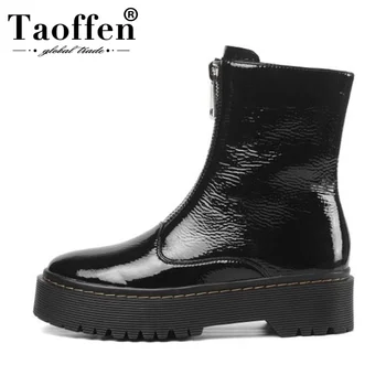 

Taoffen Fashion Thick Sole Ankle Boots Young Women Zipper Winter Warm Casual Shoes Women Party Hot Sale Footwear Size 34-40