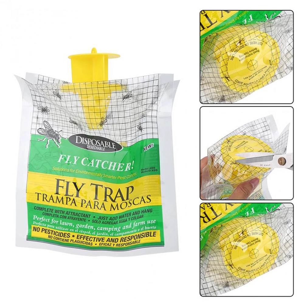 

Disposable Fly Trap Catcher Practical Effective Pest Control Insect Trap Non-toxic Hanging Style Catcher Fly Trap Bag