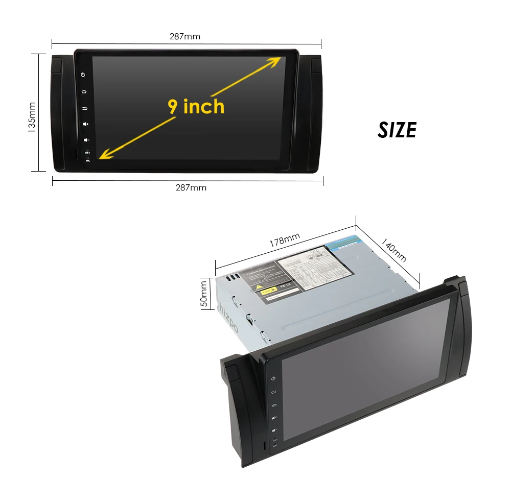 Perfect 9"Android 9.0 Car NO DVD Radio multimedia for BMW E39 X5 M5 E53 DSP 4G WiFi BT GPS 4/8Core 2G+16G/4G+64G DVR RDS SWC CAM MAP DAB 1