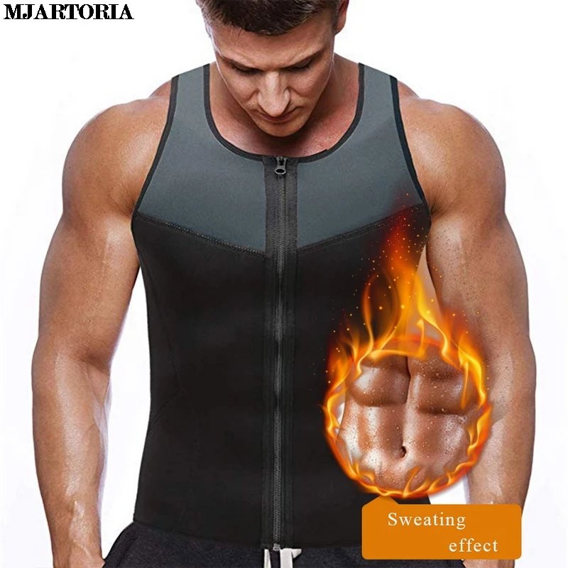 

MJARTORIA 2019 Vest For Men Gym Shirt Colete Gilet Waist Trainer Body Shaper Slimming Tank Tops Weight Loss Male Workout Fitness