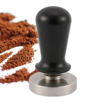 

51/53/58mm Black Espresso Coffee Tamper Stainless Steel Constant Pressure Calibrated Barista Flat Base Coffee Bean Press Tamper