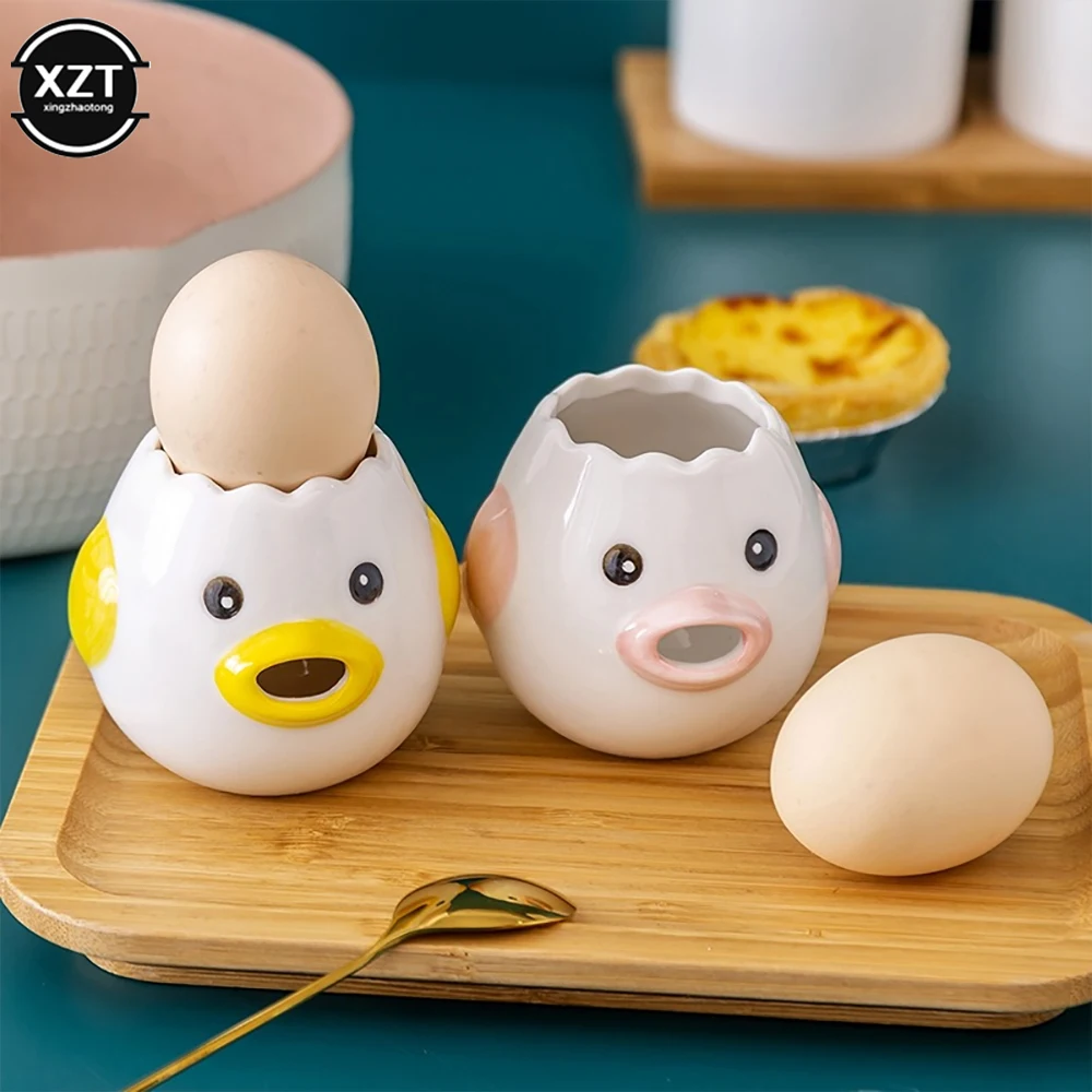 Egg White Yolk Separator Tool Chicken Egg Yolk White Separator Ceramics Cartoon Chick Egg Kitchen Gadgets