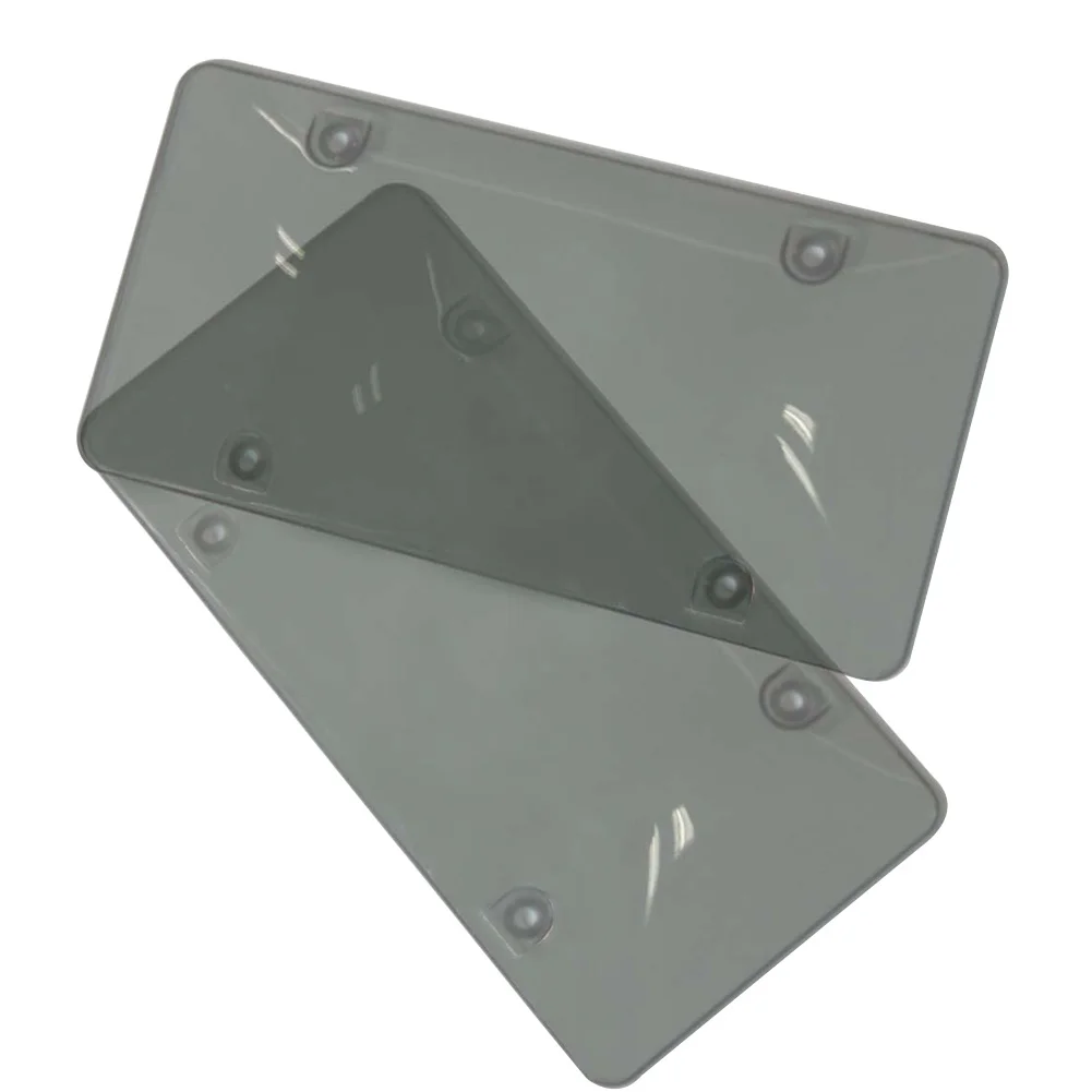 

2PCS Tag Frame Licence Plate Case Smoked Clear Shield Flat Car Cover