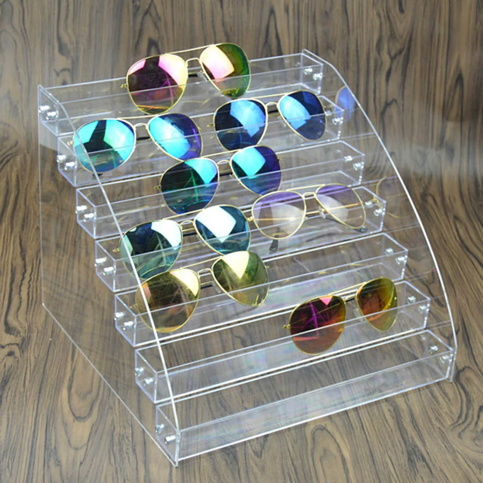 7 Layers organizer Витрина из акрилового стекла Подставка прозрачный материал Органайзер для косметических ювелирных украшений солнцезащитные очки дисплей близорукость кронштейн реквизит для глаз displa - Цвет: 7 Layers organizer