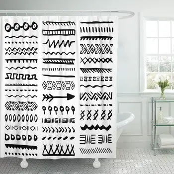 

Drawn Collection of Borders in Ethnic Aztec Dividers Boho Shower Curtain Waterproof Polyester Fabric 72 x 78 Inches Set